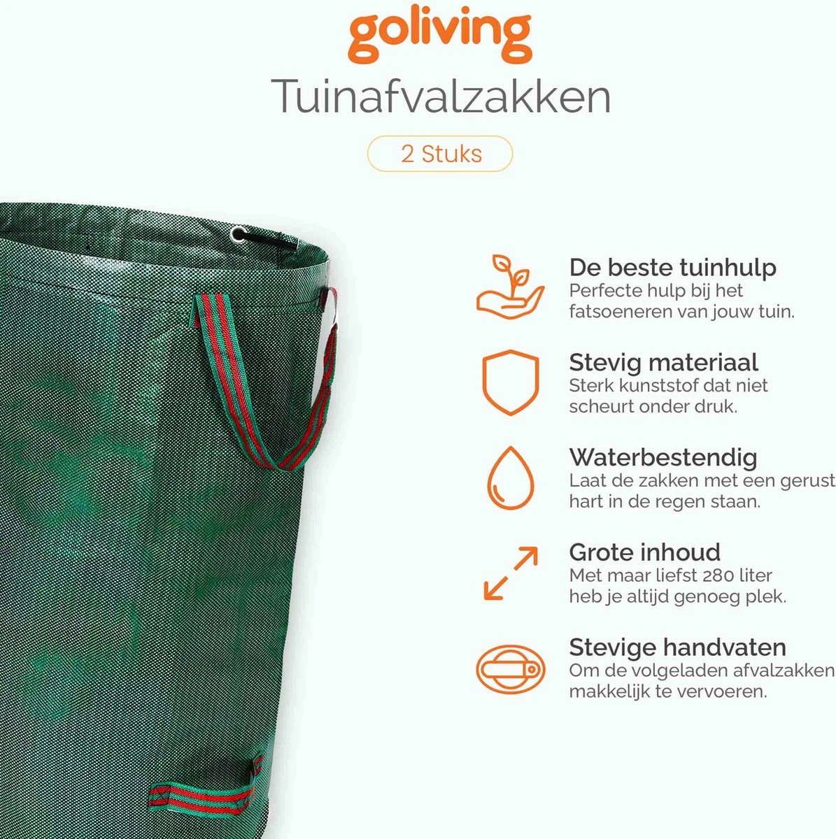Goliving Tuinafvalzak - Set Van 2- Tuinafvalzakken Opvouwbaar - Tuinzak - Tuinafvalemmer - 2x 280 Liter - Groen 7 Goliving Tuinafvalzak - Set Van 2- Tuinafvalzakken Opvouwbaar - Tuinzak - Tuinafvalemmer - 2x 280 Liter - Groen - Afbeelding 5