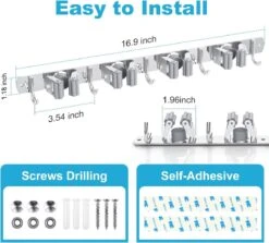 BOTC Bezemhouder - 5 Houders 6 Haken Bezem Ophangsysteem - Zeflklevend - Opbergsysteem - Ophanghaken - Tuingereedschap - Gereedschap Opbergen 12 BOTC Bezemhouder - 5 Houders 6 Haken Bezem Ophangsysteem - Zeflklevend - Opbergsysteem - Ophanghaken - Tuingereedschap - Gereedschap Opbergen -Tuingereedschap Winkel 1200x1084