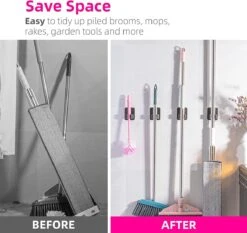 BOTC Bezemhouder - 4 Stuks - RVS - Bezem Ophangsysteem - Bezem Houder - Tuingereedschap - Zwart -Tuingereedschap Winkel 1200x1134