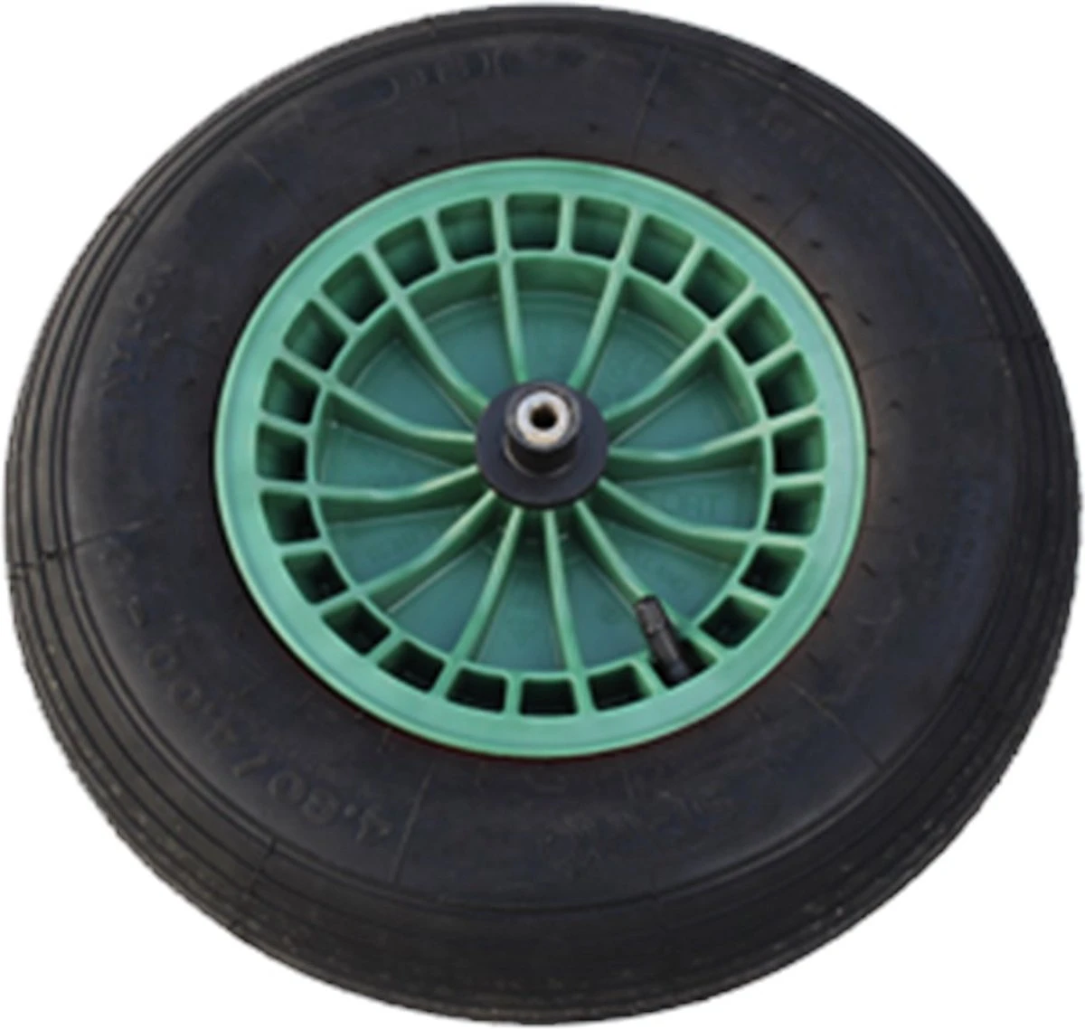 FORT 2PLy Kruiwagenwiel 400x100mm, Kunststof Velg, Kleur Groen, Luchtband 5 FORT 2PLy Kruiwagenwiel 400x100mm, Kunststof Velg, Kleur Groen, Luchtband - Afbeelding 3