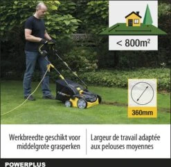 Powerplus POWXG7516 Elektrische Verticuteermachine - Mos Verwijderaar - 1800W - 360mm Maaibreedte- 45L Opvangbak - Incl. Gazonbeluchter/grasbeluchter -Tuingereedschap Winkel 1200x1177 6
