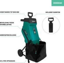 VONROC Hakselaar/Shredder 2500W – Voor Takken Tot Ø45mm – Incl. 45L Opvangzak & Duwstok 10 VONROC Hakselaar/Shredder 2500W – Voor Takken Tot Ø45mm – Incl. 45L Opvangzak & Duwstok -Tuingereedschap Winkel 1200x1179 10