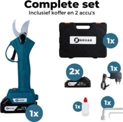 NovarGarden® Elektrische Snoeischaar NG1 - 2x Accu - Elektrisch - Takkenschaar - Op Batterij - 28mm -Tuingereedschap Winkel 1200x1189