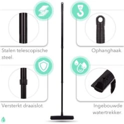 CLEANLY® Rubberen Bezem Met Vloerwisser - Kappersbezem - Zachte Bezem Binnen & Buiten - Vloertrekker Met Steel - 68-150 Cm -Tuingereedschap Winkel 1200x1200 108