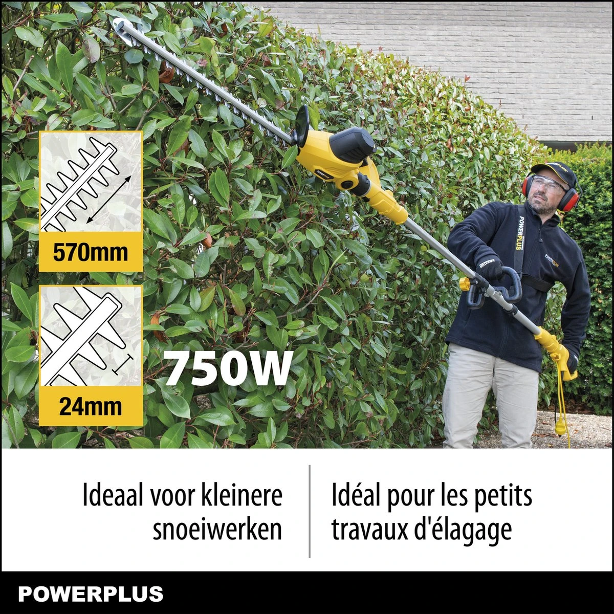 Powerplus POWXG2043 Elektrische Heggenschaar - 750W - Snoeien En Knippen - Zwaardlengte 570mm - Mesafstand 24mm - Telescopisch - Draaibaar Handvat - Haagschaar Voor Tuinonderhoud 5 Powerplus POWXG2043 Elektrische Heggenschaar - 750W - Snoeien En Knippen - Zwaardlengte 570mm - Mesafstand 24mm - Telescopisch - Draaibaar Handvat - Haagschaar Voor Tuinonderhoud - Afbeelding 3