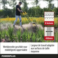 Powerplus POWXG72010 Tuinfrees - 1500W - Werkbreedte 450mm - Werkdiepte Max. 220mm - Incl. 6 Messen En Wielen -Tuingereedschap Winkel 1200x1200 121