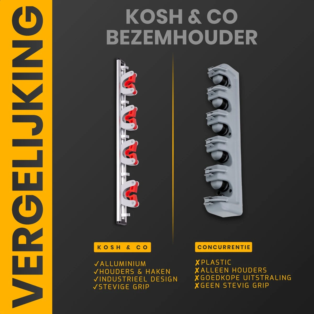 Merkloos Stevige Bezemhouder - Aluminium - Ophangsysteem Bezem - 5 Haken & 4 Houders - Gereedschaphouder - Opbergsysteem 5 Merkloos Stevige Bezemhouder - Aluminium - Ophangsysteem Bezem - 5 Haken & 4 Houders - Gereedschaphouder - Opbergsysteem - Afbeelding 3