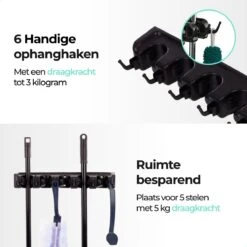 CLEANLY® Bezemhouder - Ophangsysteem Voor Tuingereedschap - Bezem Ophangsysteem - Gereedschapshouder Met Ophanghaken - ABS -Tuingereedschap Winkel 1200x1200 228