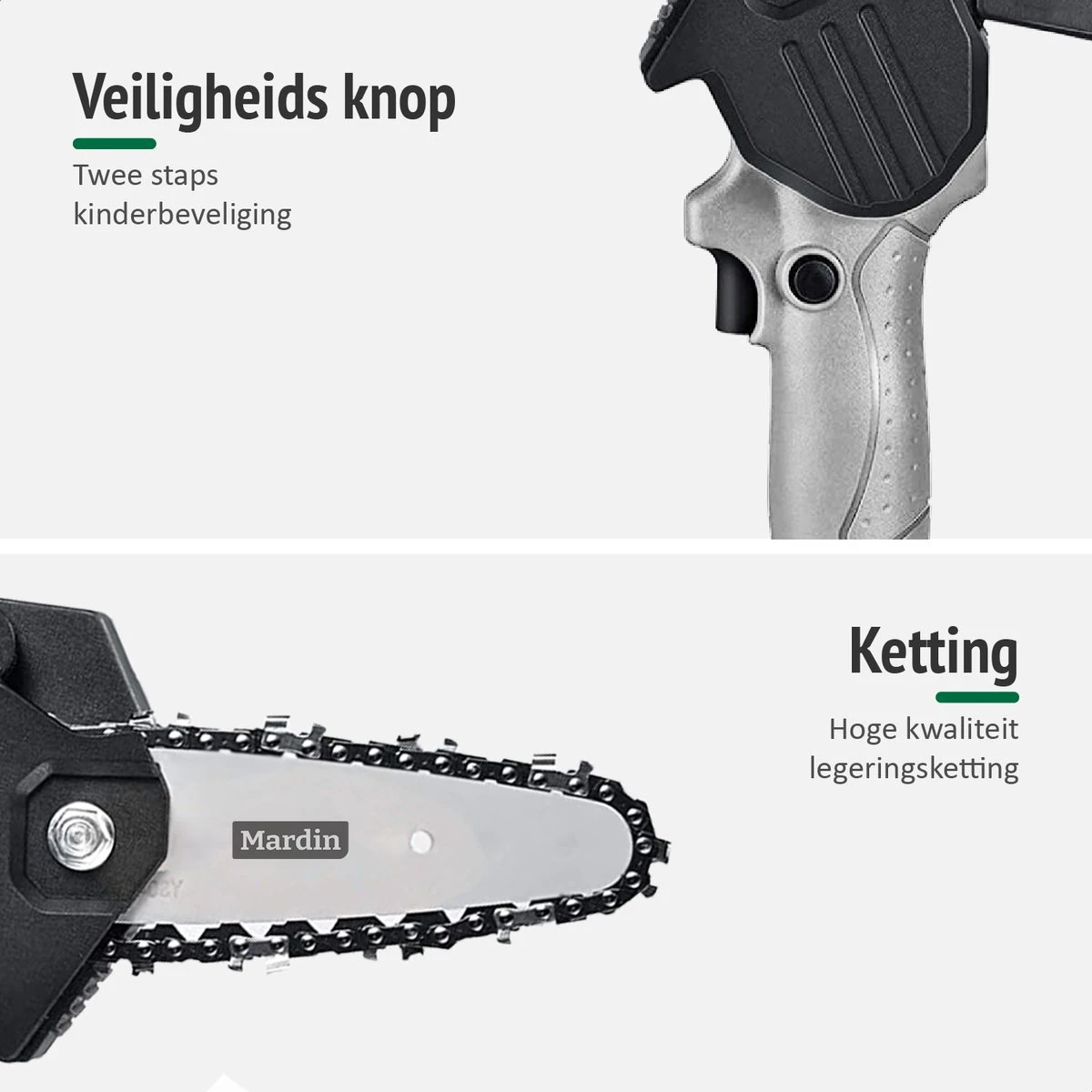 Mardin Mini Kettingzaag - Snoeizaag - Kettingzaag - Kettingzaag Electrisch Met 2 Accu - Inclusief Koffer - 1 Extra Accu - Grijs 9 Mardin Mini Kettingzaag - Snoeizaag - Kettingzaag - Kettingzaag Electrisch Met 2 Accu - Inclusief Koffer - 1 Extra Accu - Grijs - Afbeelding 7