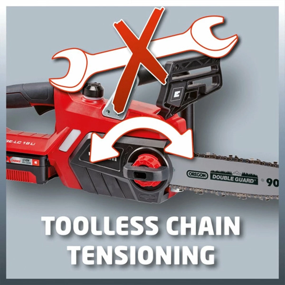 Einhell Accu Kettingzaag GE-LC 18 Li Kit (1x3,0Ah) Power X-Change (Li-Ion - 18 V - 25 Cm Zwaardlengte - 23 Cm Snijlengte - Terugslagbescherming - Kettingvangbout - Incl. 3,0 Ah Accu En Lader) 18 Einhell Accu Kettingzaag GE-LC 18 Li Kit (1x3,0Ah) Power X-Change (Li-Ion - 18 V - 25 Cm Zwaardlengte - 23 Cm Snijlengte - Terugslagbescherming - Kettingvangbout - Incl. 3,0 Ah Accu En Lader) - Afbeelding 16