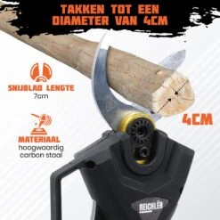 Reichlër® Elektrische Snoeischaar - 40 Mm Snijdiameter - 2x Accu - Anti-cut Functie - Heggenschaar - Takkenschaar - Zwart -Tuingereedschap Winkel 1200x1200 29