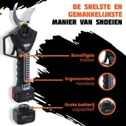 Reichlër® Elektrische Snoeischaar - 40 Mm Snijdiameter - 2x Accu - Anti-cut Functie - Heggenschaar - Takkenschaar - Zwart -Tuingereedschap Winkel 1200x1200 30