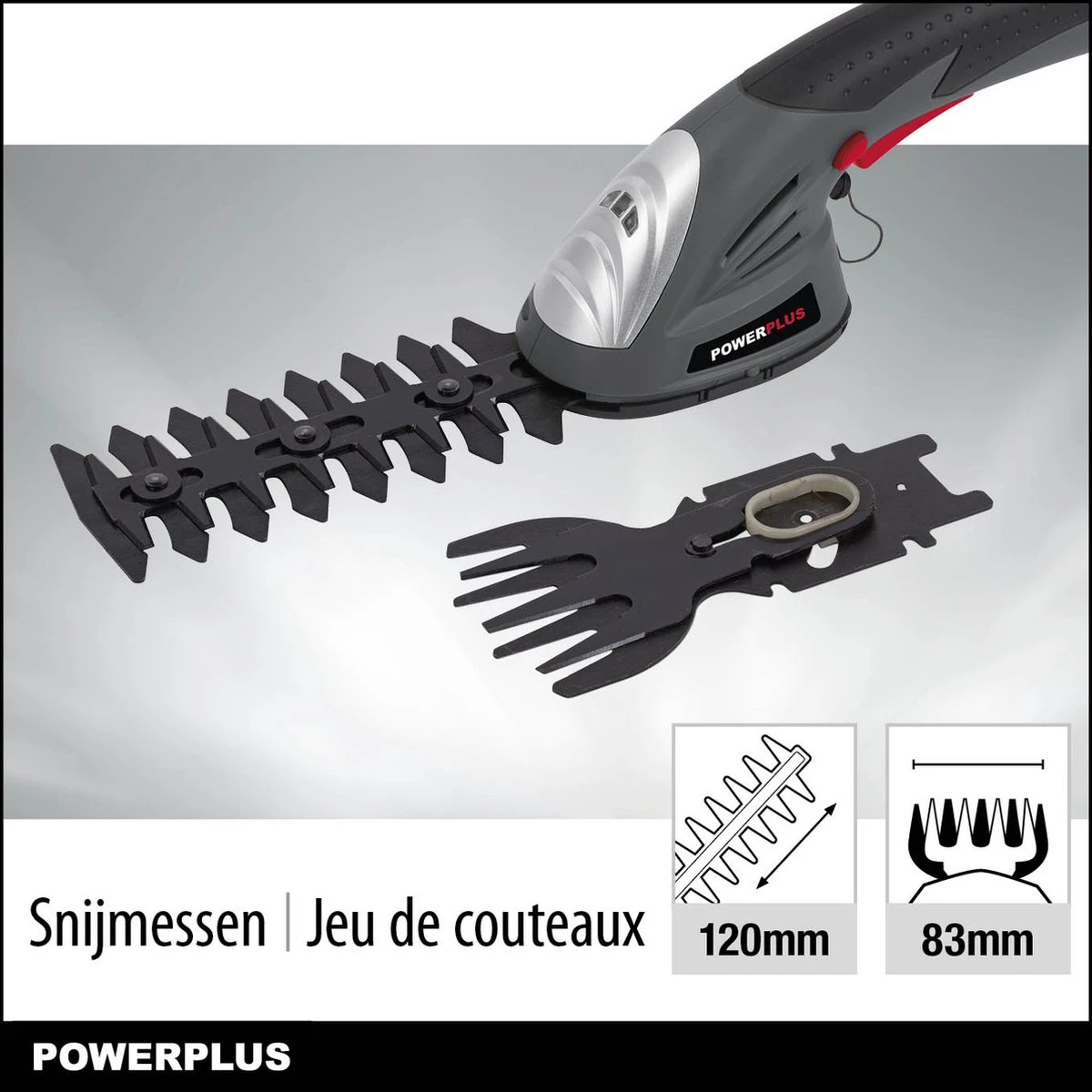 Powerplus POWEG4500 Gras-/Heggenschaar Accu - 7.2V - Snoeien En Knippen - Zwaardlengte 83/120mm - Mesafstand 8mm - Incl. 1,5Ah Accu En Lader - Haagschaar Voor Tuinonderhoud 7 Powerplus POWEG4500 Gras-/Heggenschaar Accu - 7.2V - Snoeien En Knippen - Zwaardlengte 83/120mm - Mesafstand 8mm - Incl. 1,5Ah Accu En Lader - Haagschaar Voor Tuinonderhoud - Afbeelding 5