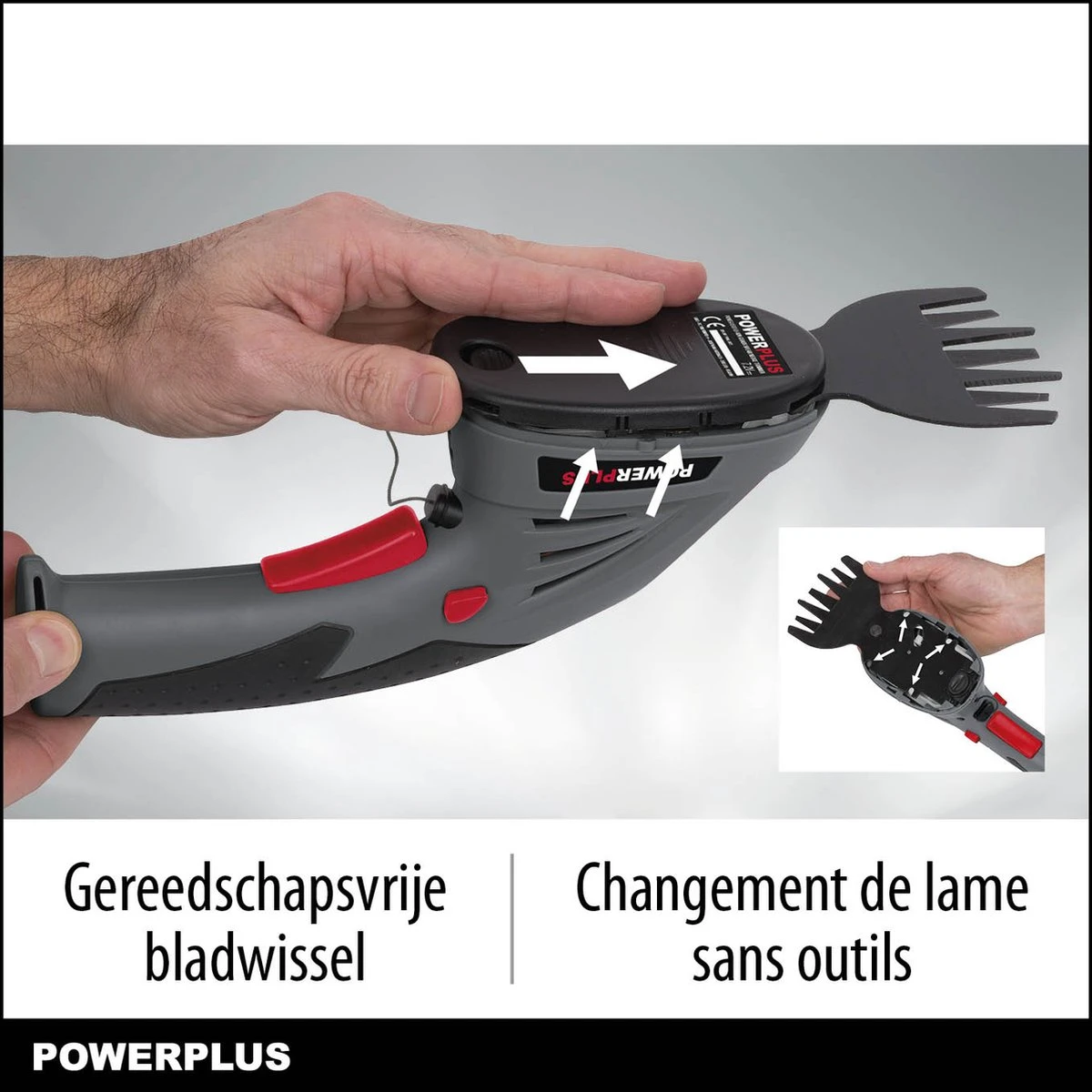 Powerplus POWEG4500 Gras-/Heggenschaar Accu - 7.2V - Snoeien En Knippen - Zwaardlengte 83/120mm - Mesafstand 8mm - Incl. 1,5Ah Accu En Lader - Haagschaar Voor Tuinonderhoud 8 Powerplus POWEG4500 Gras-/Heggenschaar Accu - 7.2V - Snoeien En Knippen - Zwaardlengte 83/120mm - Mesafstand 8mm - Incl. 1,5Ah Accu En Lader - Haagschaar Voor Tuinonderhoud - Afbeelding 6
