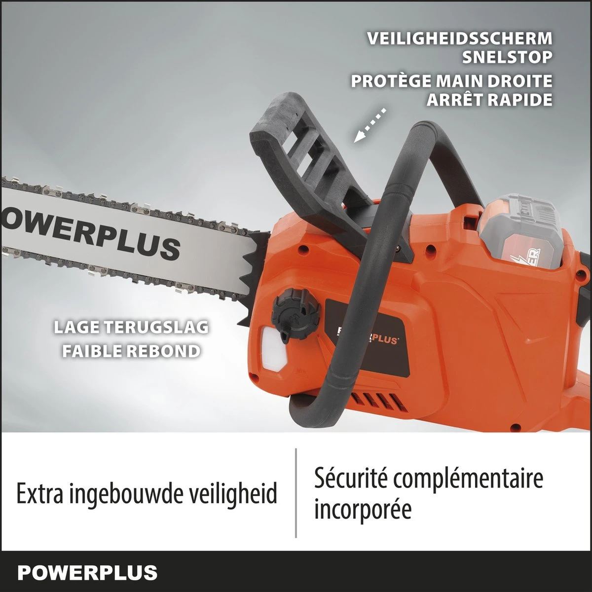 Powerplus Dual Power POWDPGSET33 Accu Kettingzaag - 40V - 30 Cm Zwaardlengte -2x20V Accu -1 X Lader 4 Powerplus Dual Power POWDPGSET33 Accu Kettingzaag - 40V - 30 Cm Zwaardlengte -2x20V Accu -1 X Lader - Afbeelding 3
