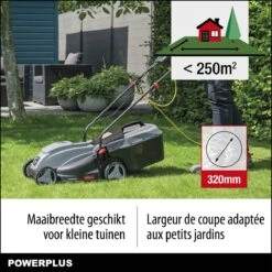Powerplus POWEG63703 Elektrische Grasmaaier - Grasmachine Voor Kleine Tuin - 1000 W - 32cm Maaibreedte - 30L Opvangbak - Verstelbare Maaihoogte -Tuingereedschap Winkel 1200x1200 580