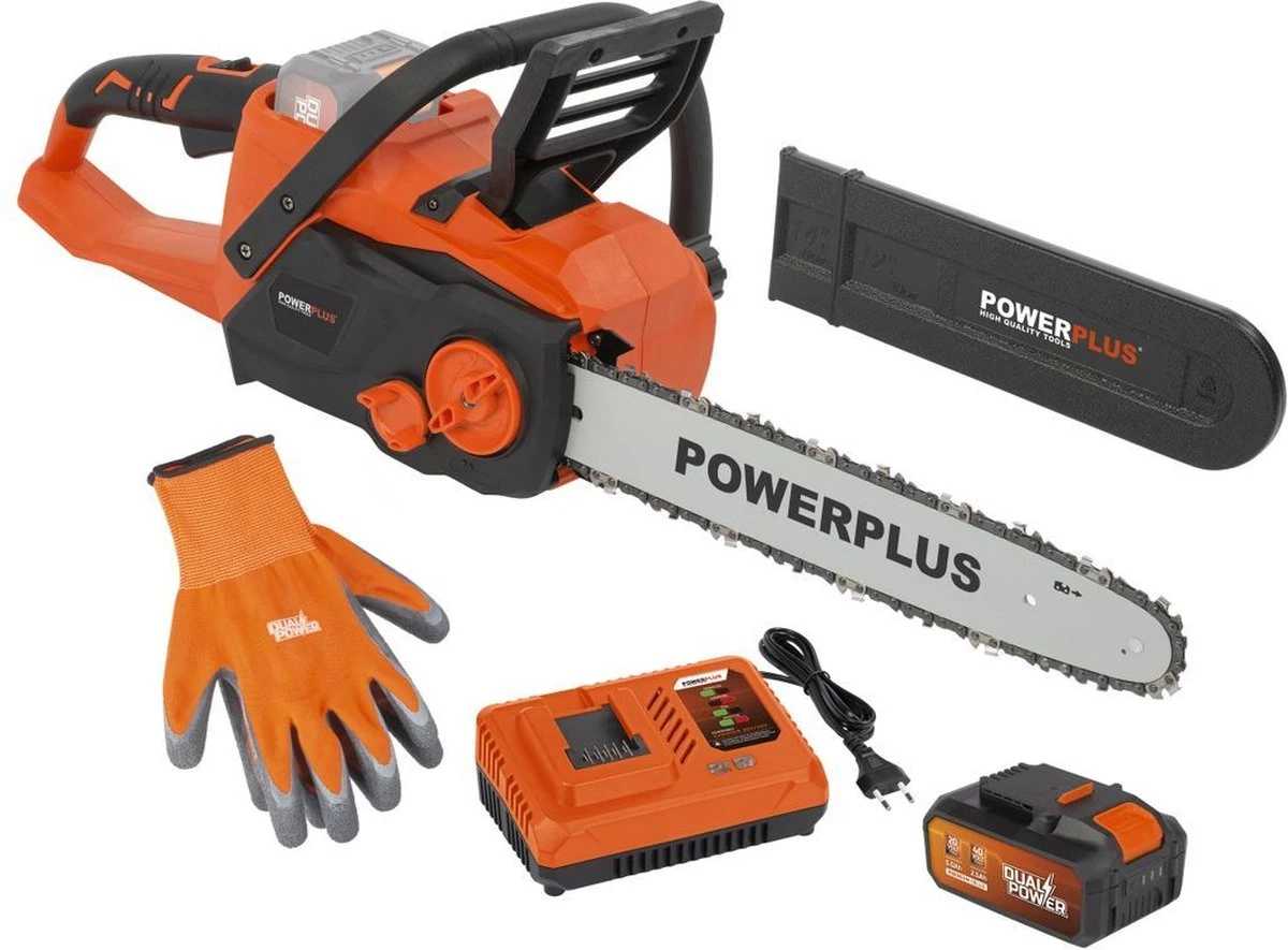 Powerplus Dual Power POWDPGSET33 Accu Kettingzaag - 40V - 30 Cm Zwaardlengte -2x20V Accu -1 X Lader 2 Powerplus Dual Power POWDPGSET33 Accu Kettingzaag - 40V - 30 Cm Zwaardlengte -2x20V Accu -1 X Lader